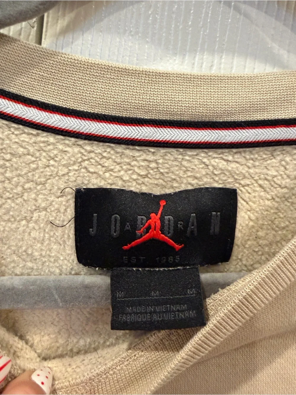 Jordan Beige Crewneck Sweatshirt with Multicolor Plaid Logo